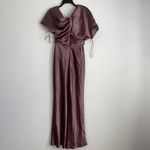 NWT Amsale Draped Satin One Shoulder Dress Mauve, Size 2 New w/Tag Pink Photo 7
