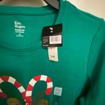 kim rogers  Womens Christmas Candy Canes 3/4 Sleeve Green Top Shirt M Medium NWT Photo 3