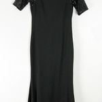 Calvin Klein Black Sequin Sleeves Hidden Back Zipper Lined Maxi Dress, Size 4 Photo 0