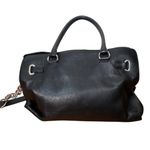 Michael Kors Hamilton Belted Satchel Black Pebbled Leather Large Handbag Purse Photo 1
