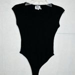 Princess Polly Bodysuit Black Size 4 Cap Sleeve Waffle Knit Photo 0
