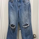 Free People We The Free Ranger Wide Leg Cropped Ripped Jeans, Sky Sz 26 Photo 2