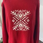 Coldwater Creek Vintage Red White Classic Snowflake Knitted Knit Sweater L Photo 4