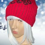 Nwot! Warm tight knit red beanie with black logo! Photo 1