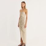 Rumer Estelle Halter Maxi‎ Dress Size M Tan Size M Photo 14