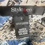 Style & Co blue and tan abstract print studded double layer top size large Photo 6