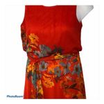 MSK Blouson Red Floral Belted Maxi Dress Size 8 Ankle Length Sleeveless Photo 3