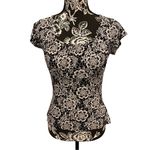 Y2K Lace Print T Shirt Fairycore Preppy Summer Floral Coastal Beach Coquette Black Photo 1