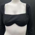 Princess Polly Princess‎ Polly 10 Black Wired Straight Neckline Becca Long Sleeve Crop Top Photo 3