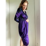 Vintage 70s Disco Nighclub Dress Purple Size small Sparkle Statement Style USA Photo 11