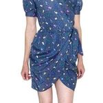 Peppermint Navy Blue Abstract Animal Preppy Mini Wrap Dress Photo 0