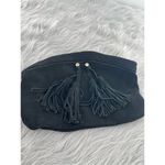 Mossimo suede boho fringe tassel Top zipper clutch Black Photo 1