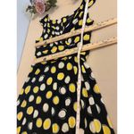 Scarlett  Dress Women's Size 12 Black Yellow White Polka Dot Sleeveless Midi Photo 12