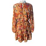 Lush Clothing Lush Floral Long Sleeve Mini Dress Orange Pink Belted Fall Women's Size Small Photo 6