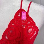 PINK - Victoria's Secret  CROCHET LACE‎ Red Bra BRALETTE SIZE L Photo 6