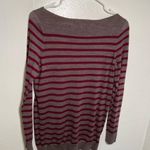 Loft  Boatneck Tunic Sweater Brown PInk Stripes Photo 6