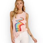 Daydreamer new ☺︎︎ Pink Floyd Rainbow Muscle Tee Tank ☺︎ Light Pink ☺︎ Small Photo 1