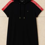 Tommy Hilfiger Black Hoodie T-Shirt Dress with Logo Tape – Size XL Photo 11