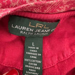 LRL Lauren Jeans Co Womens Ruffled Top Size L Western Cowgirl Boho Lace Up Red Size L Photo 5