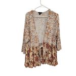 Torrid  Floral Peach Hi-Low 3/4 Sleeve Self-Tie Knit Baby Doll Jacket Size 1X Photo 1