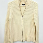 Talbots  Cream Ribbed Mockneck‎ Full Zip Sweater Gilmore Girls Fisherman Photo 0