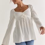 Francesca’s Dainty Cinched Front Rib Knit Blouse Photo 1