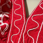 Strut & Bolt  embroidered midi dress linen sleeveless sun dress floral ruffle SM Photo 5