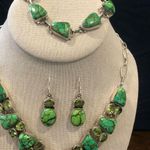 Sterling Silver Mohave Lime Green Copper Infused Turquoise Peridot Drop Earrings Photo 7