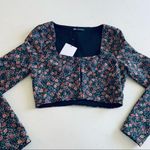 ZARA  floral detail long sleeve corset crop top size Small Photo 7