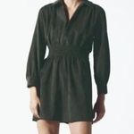 ZARA Corduroy Long Sleeve Mini Dress Forest Green Size XSmall Photo 2