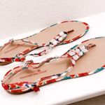 Montego Bay Club  Red Multi Floral Thong Sandals Shoe Size 11 Photo 0