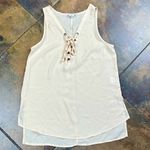 Iris  Cream Sleeveless Lace Up Tank Top Medium Photo 3