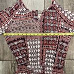 Paper Crane By Anthropologie Cold Shoulder Wine Black and White Dress Size Large Photo 11