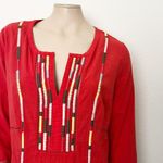 prAna [] Red Embroidered Lahela Coverup Tunic Mini Dress Long Sleeves Sz Medium M Photo 6