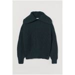 H&M ✨ Hunter Green Dark Green Collared Rib-knit Sz Small Sweater✨ Photo 2