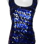 Connected Apparel Black Blue Sleeveless Sequin Shimmer Tank Top Blouse Plus 16 Photo 0