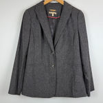 Talbots Blazer Jacket Women 6 Gray Wool Blend Italy Two-Button Career Classic Photo 0