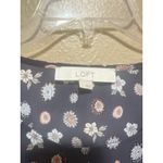 Loft  Floral Print Sleeveless Blouse Top Women's Size S White Trim Dark‎ Blue Photo 1