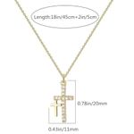 18k Gold Double Cross Pendant Necklace with CZ Accents – 18”+2” Chain Photo 3