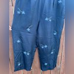 Vintage Silk Blue Pants with Embroidered Fish Unbranded Women’s Size 14 Photo 1