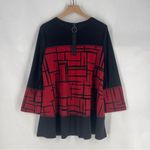 IC by Connie K Black Red Jersey Knit Textured 3/4 Sleeve Tunic Top Lagenlook XL Photo 7