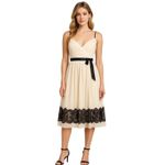 Arden B Coquette Lace Silk Midi Dress Ivory Black Spaghetti Strap Women 8 Photo 6