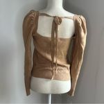 WAYF  Women's Camel Pullover Puff Sleeve Squared Neck Sweater Size Medium #243361 Photo 1