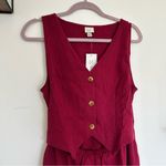 A New Day NWT Wine Red Sleeveless Cutout V Neck Suit Midi Dress Size Medium Photo 3