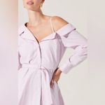 ASTR Aveni Cotton Off Shoulder Mini Shirt Dress with Belt Lilac Size Small NWT Photo 1