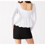 Steve Madden White Square Neck Peplum Long Sleeve Top Women's Size Medium Photo 2