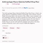 Anthropologie Maeve Gabriella Elegant Floral Black Maxi Dress XXSP Photo 15