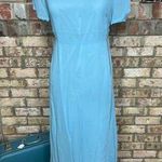 dress embroidered floral sheer sleeves empire waist blue 1990s Size 8 Photo 0