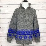 Vintage Segue Gray & Blue Fair Isle Wool Sweater Size Medium Photo 12