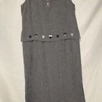 VTG Cricket Lane Dress L Gingham Blue White Stars Embroidery Granny Cottage Maxi Size L Photo 0